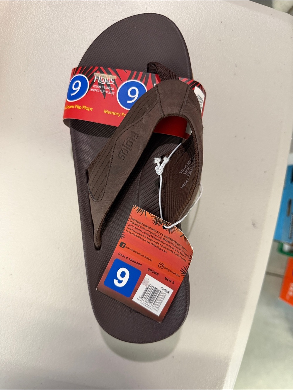 Flojos Brown Men's Memory Foam Flip Flops